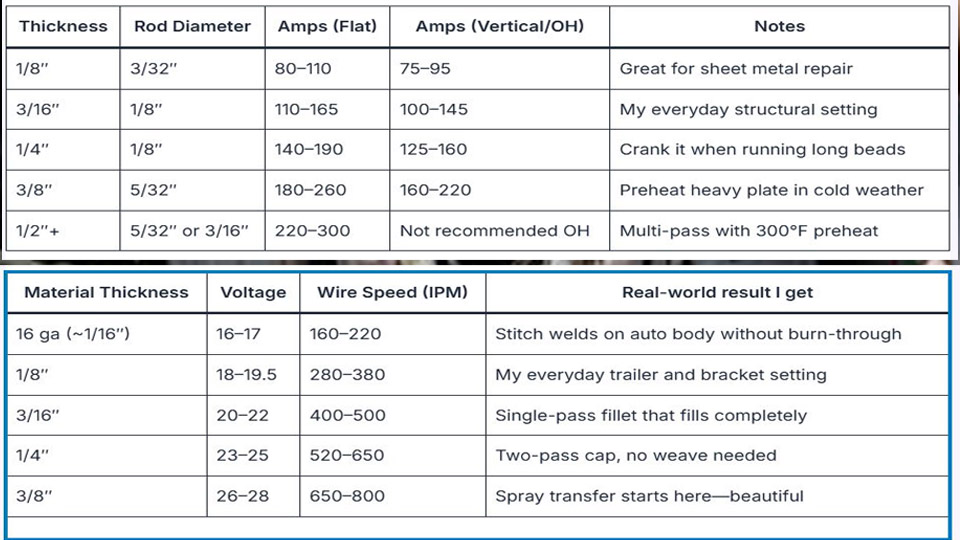 Lincoln Welder Settings Chart