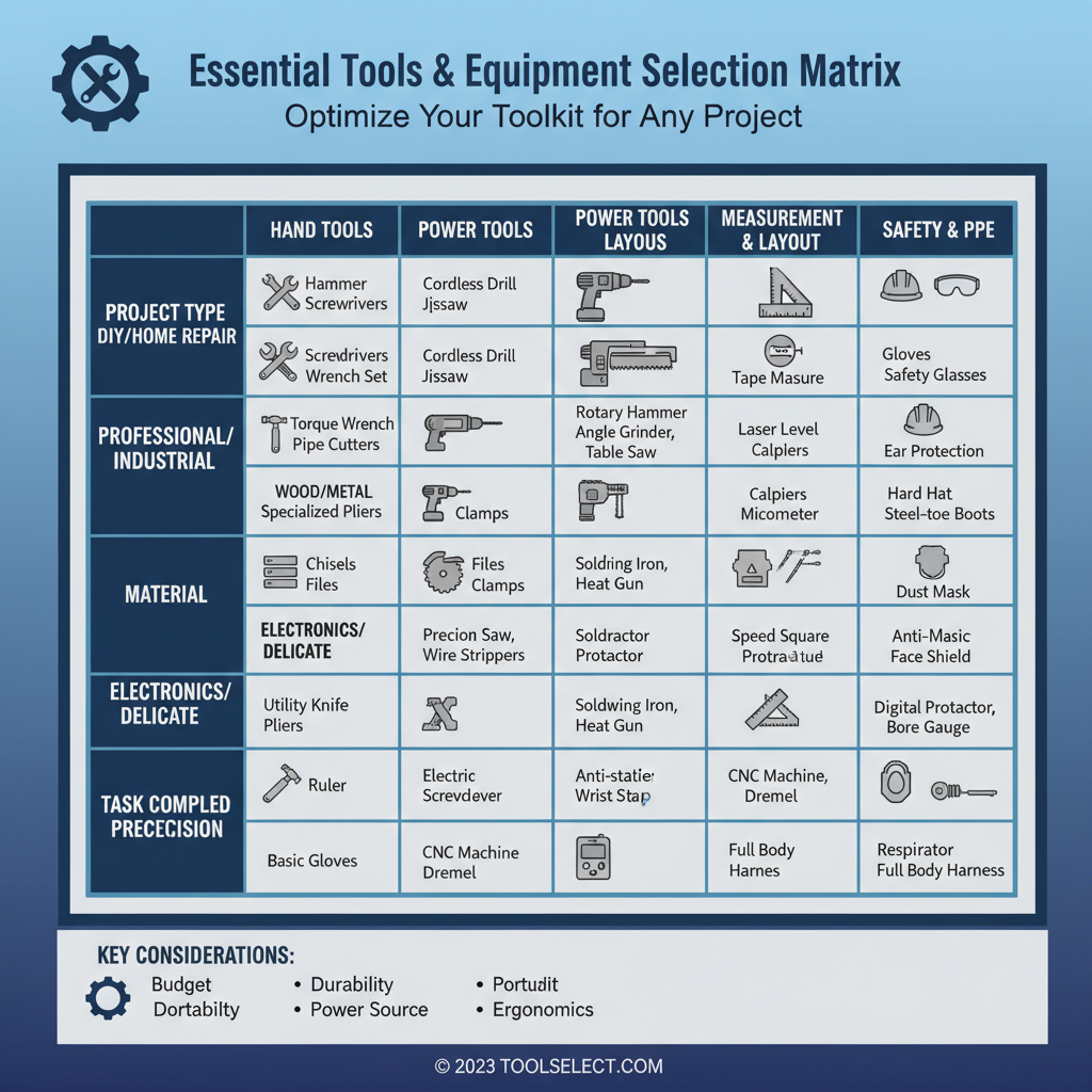 Essential Tools and Equipment Selection Matrix