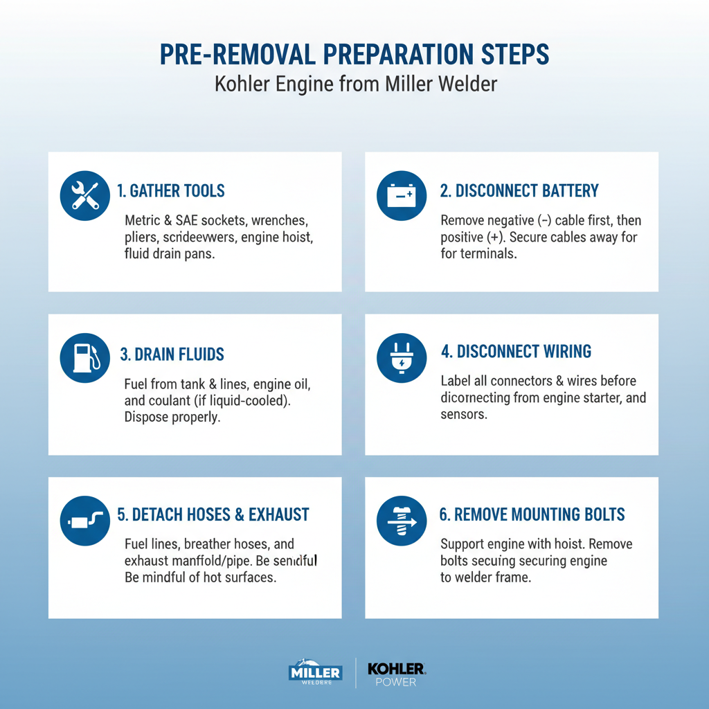 How to Remove Kohler Engine from Miller Welder? 2 Pre-Removal Preparation Steps to Remove Kohler Engine from Miller Welder