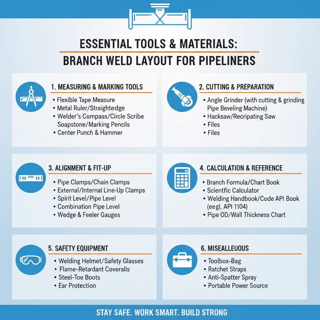 Essential Tools and Materials to Lay Out a Branch Weld for Pipeliners