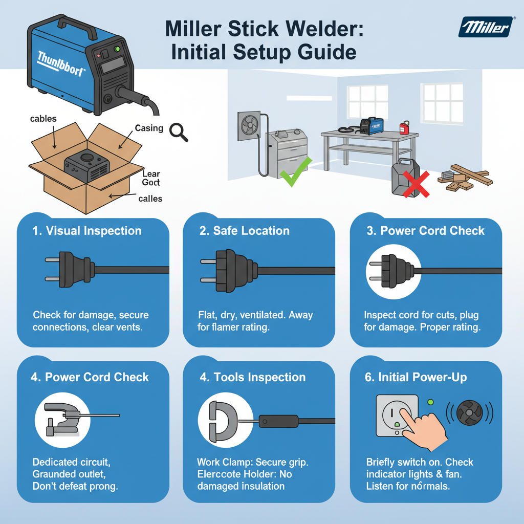 Initial Machine Inspection and Placement to Set Up a Miller Stick Welder