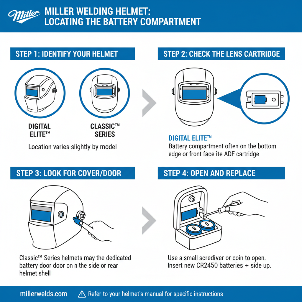 Locating the Battery Compartment in a Miller Welding Helmet