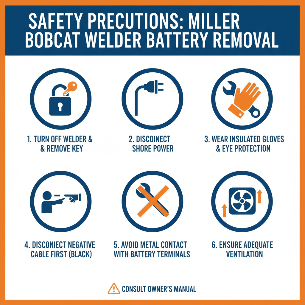 Safety Precautions Before Starting to Remove Battery from Miller Bobcat Welder