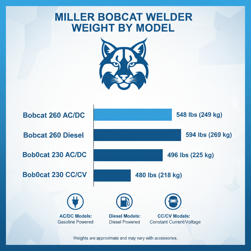 Miller Bobcat Welder Weight by Model
