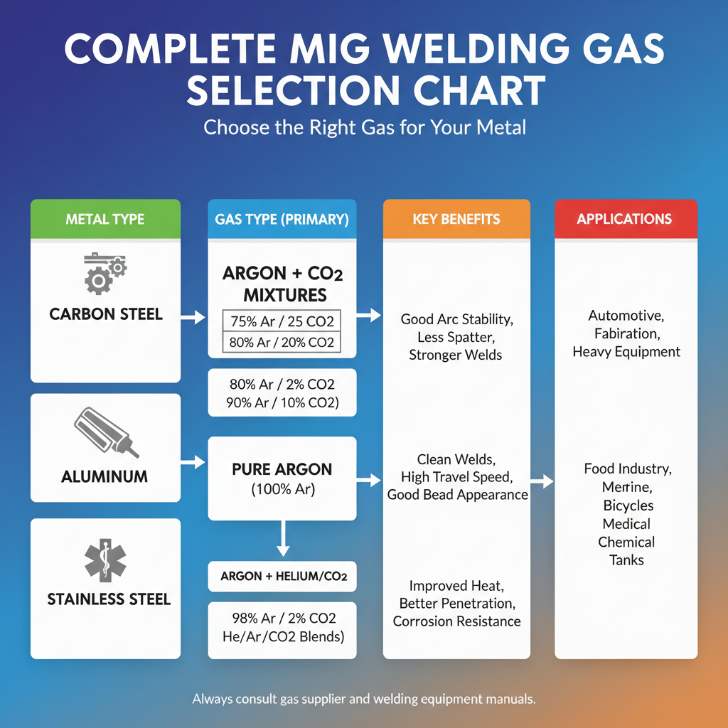 Complete MIG Welding Gas Selection Chart
